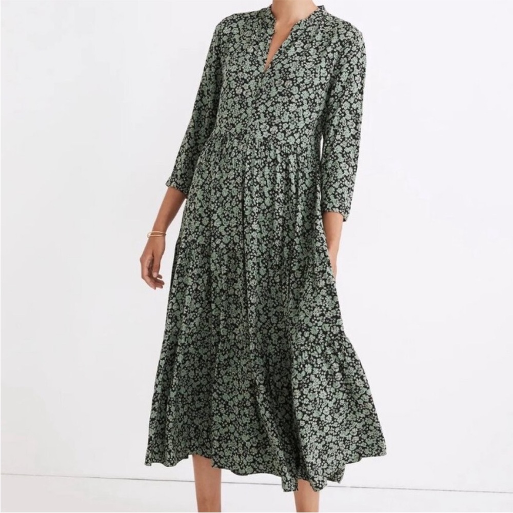 Madewell Button-Front‎ Tiered Midi Dress in Fleur Field